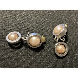 Vintage Donna Karen Clip On Pearl Dangle Earrings
